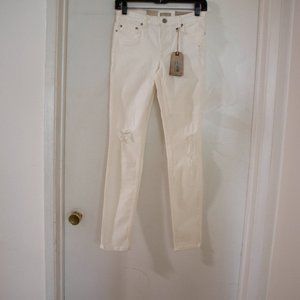 AllSaints Mast White Low Rise Distressed Skinny Fit Jeans Size 27